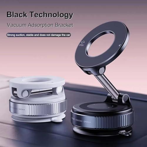 Image of Magnetic Car Phone Holder with Vacuum Suction Cup 360 Degree Rotation Mobile Mount Stand for Dashboard Windshield Mirror Gym Compatible with iPhone Android Smartphones