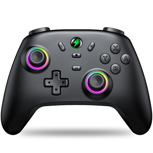 HELLCOOL Mando Nintendo Switch con Hall Joysticks,Mando Inalámbrico para Switch/Switch 2/Lite/OLED,SWITCH Controller con RGB Genial,Función Programable/Turbo/Despertar/Vibración Doble Motor/18 Horas