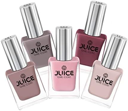 JUICE Quick-dry, Long Lasting, Chip Resistant, Gel Finish, High Gloss, F&D APPROVED COLORS & PIGMENTS, One Coat, 5 in 1 Nail Polish Combo 32