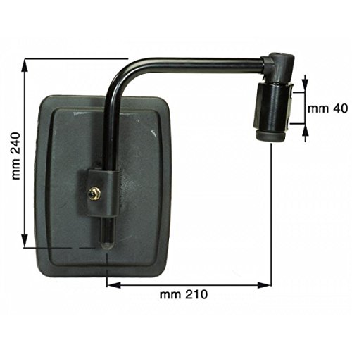 Specchietto Retrovisore Universale Per Trattori, Escavatori E Macchine Agricole – 232x145 Mm – Braccio Da 10 Mm – Omologazione E20