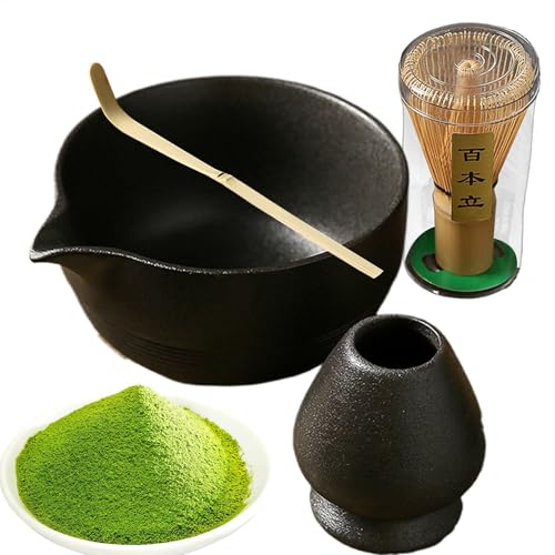 Matcha Tea Whisk – Juego de té matcha japonés, kit de preparación de té | Juego de preparación de matcha premium con tazón de boquilla, kit tradicional de fabricación de té auténtica ceremonia de té