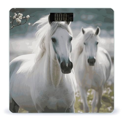Báscula de baño digital de vidrio templado White Horses miniatura 1