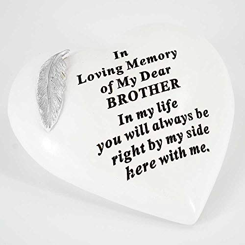 Special Brother Graveside Memorial Feather Heart Grave Plaque Ornament Decoration, White