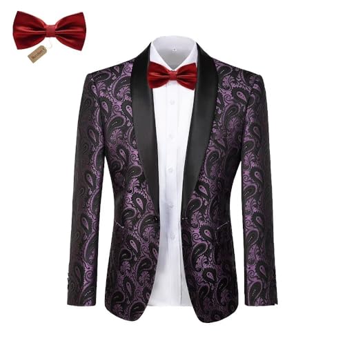 Men's Floral Tux Suit Jacket One Button Slim Fit Paisley Wedding Suit Blazer for Men Prom Party Dinner Jacket Sport Coat