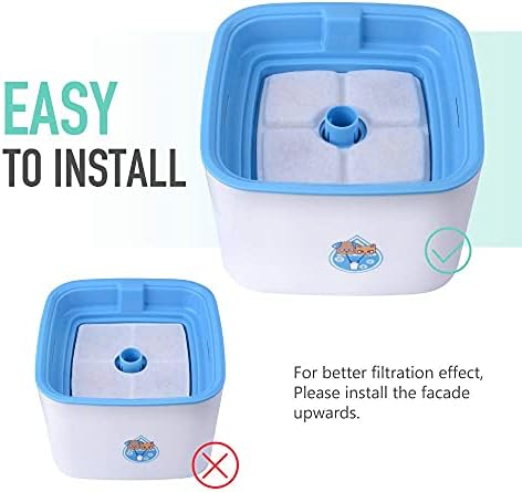 NOVEMBER SPRING 8 Packs Filters for Square Cat Water Fountains, Pet Fountain Replacement Filters with Resin and Active Carbon for Automatic Flower Water Dispenser Drinking Fountain