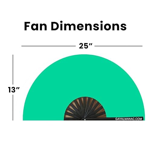 PandaTak Pride Festival Handheld Fan – Large 13" Bamboo Hand Fan Foldable with UV Reactive Ink – Funny Rave Accessory for Parties, Concerts, and Festival Outfits (Everything Hurts) - Thumbnail 2