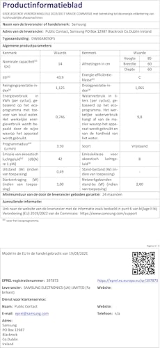 Lavavajillas Samsung 14 Juegos Wi-Fi Inox (DW60A8050FS/EF)