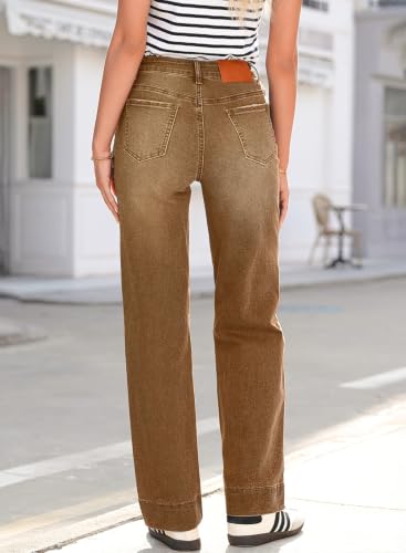 Image of Sidefeel Women's High Waisted Straight Leg Jeans Drawstring Denim Pants
