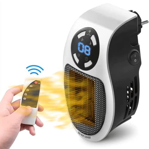 YUEHAPPY Socket Mini Electric Air Heater, Timer and Led Display, Small Heater for Room Bathroom Living Room (220V, 500W) Cover