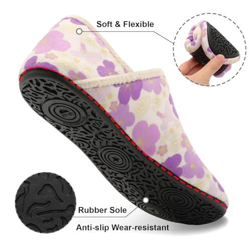 Image of Fires Womens Mens Slippers with Rubber Sole Soft-Lightweight House Slipper Socks Around House Shoes Non Slip Indoor /Outdoor