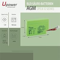 U-Power AGM Batterie 12V 0,8Ah, VRLA Bleiakku hermetisch & wartungsfrei, AMP 2-poliger Stecker 3,96 mm, für Alarmanlagen, Elektronik & Backup-Systeme – Ansicht 2