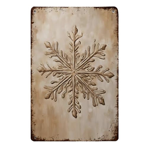 THDSE Retro Snowflakes Metal Poster, Minimalist Snow Flakes Ornaments Metal Tin Sign Wall Décor, Christmas Festival Bar Club Cafe Home Outdoor Indoor Winter Art Decoration 8x12 inch