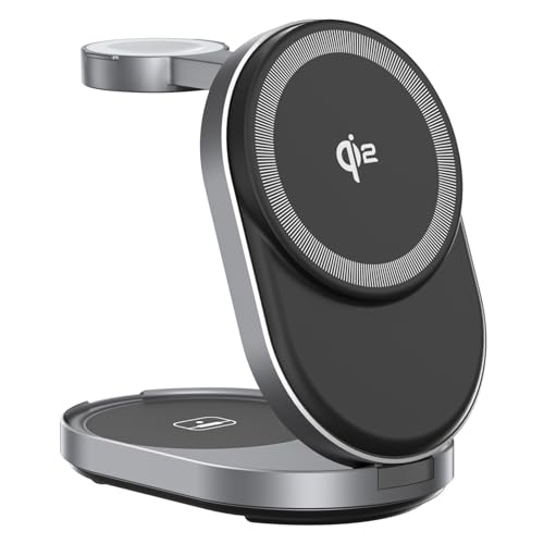 ZIKE Z855 3 en 1 Qi2 cargador inalámbrico magnético plegable – 15 W de carga rápida para iPhone
