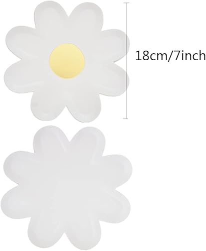 Miniatura 3 de 30 platos desechables con forma de margarita de 7 pulgadas, bandeja de comida de postre para verano, primavera, boda, cumpleaños, baby shower,