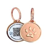 Pet Dwelling Smart QR + NFC Pet ID Tags for Dogs – Durable & Waterproof – Smart Pet Tags with AI-Powered Instant Scan Alerts & Free Online Profile (Rose Gold Paw)