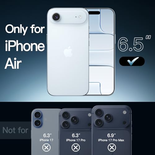Image of JETech Case for iPhone Air, Non-Yellowing Shockproof Phone Bumper Cover, Anti-Scratch Clear Back, 6.5-Inch Display (Blue)