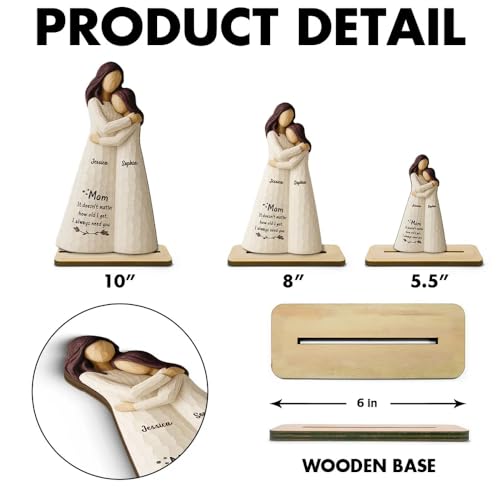 Heartfelt 3D Mother-Daughter Wooden Plaque - Personalized Custom Hug Statue for Mom - Timeless Gift for Birthdays, Christmas, and Special Occasions - Image 8