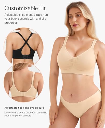 Image of Popilush Wireless Bras for Women Seamless Supportive Bra Full Coverage Comfortable Bralettes with Wide Strap