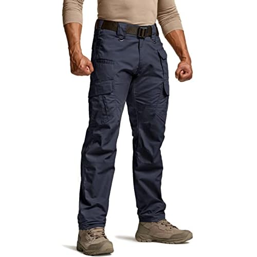 CQR Men’s Tactical Pants, Water Resistant Ripstop Cargo Pants, Lightweight EDC Work Hiking Pants, Outdoor Apparel
