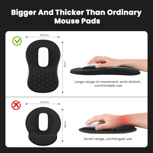 Image of EooCoo Mouse Pad Wrist Support with Massage Design,Ergonomic Mouse Mat,Mousepad Wrist Rest Pain Relief with Memory Foam&Non-Slip Silicone Base,Gaming Mouse Pads for Desk Accessories (12x8 inch,Black)