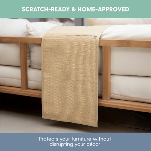Image of The Cat Ladies Cat Scratch Furniture Protector Mat - Couch Protector from Claws - Anti Scratch Furniture Protectors from Cats Scratching - Sisal Scratcher Pad - Beige