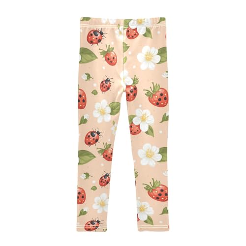 Wusikd Ladybugs Girls' Leggings Toddler Doodles Strawberries Kids Yoga Pants Dance Active Tights 4T2
