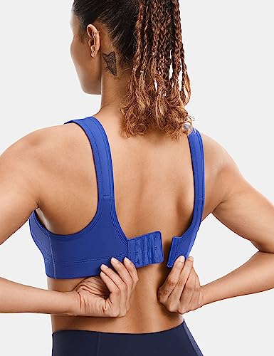 Image of SYROKAN Front Adjustable Sports Bras for Women High Impact | Front Velcro Straps, Wirefree, Double layer Cups, U Back, No Bounce, Running Bra