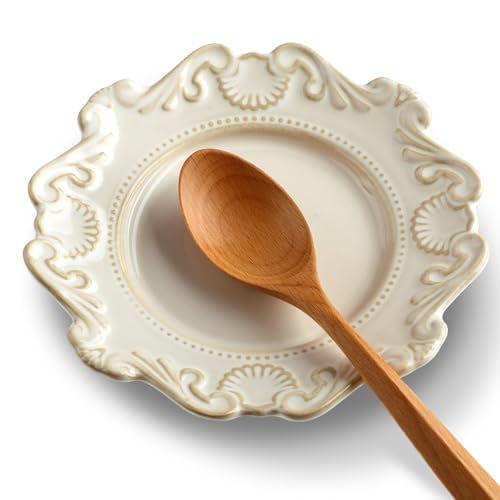 Yiyiring Ceramic Spoon Rest for Stove Top Vintage Farmhouse 6 Inch Embossed Cooking Spoon Holder...