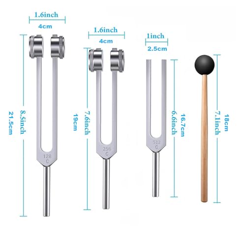 Image of Tuning Forks for Healing Set (128Hz, 256Hz, 512Hz) Sound Therapy Healing Instruments Meditation Tools Pure Frequencies Tuning Forks
