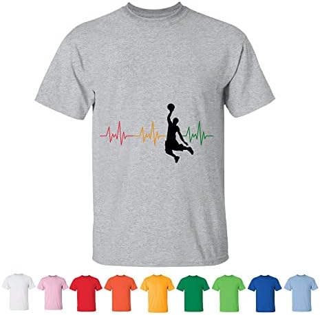 Basketball Heartbeat Unisex BBall Gift Idea for Passionate Fans Men Women White Gray T shirt
