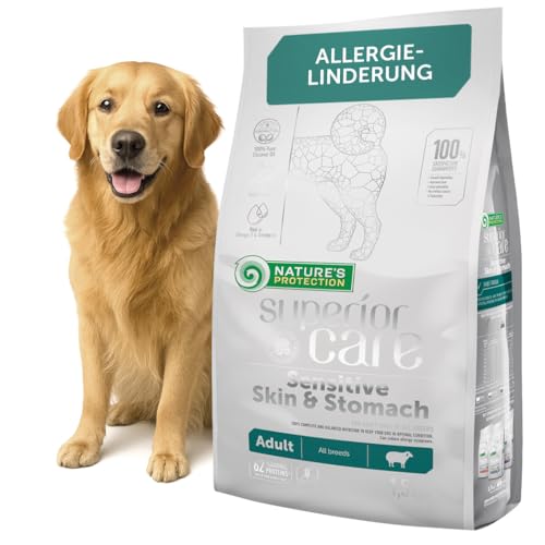 Nature's Protection Superior Care Trockenfutter für Hunde mit Empfindlich Haut und Magen - Hundefutter Trocken Getreidefrei für Alle Rassen mit Lamm, Erwachsene Hunde, 1.5kg
