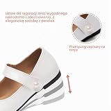 HEVA Klasyczne buty Mary-Jane dla dziewcząt z zapięciem na rzepy, płaskie buty do sukni ślubnej, buty szkolne, biały, 25 EU