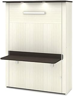 Bestar Lumina Full Murphy Bed with Desk in White Chocolate, 59W