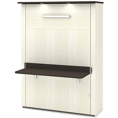 Bestar Lumina Full Murphy Bed with Desk in White Chocolate, 59W