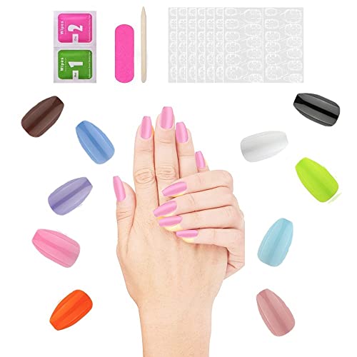 260 pcs Solid Colors Press on Nails Acrylic Matte Press on Nails Medium Length Stick on False Artificial Nails for DIY, Beginner, Salons and Party