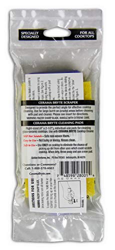 Cerama Bryte 1 x Scraper & 1 x Pad Kit Cooktop and Stove Top Cleaner for Glass - Ceramic Surfaces, 2 Piece Set