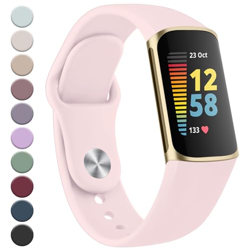 Meliya Compatible with Fitbit Charge 5 Bands Men Women, Sport Band Soft Silicone Waterproof...
