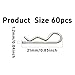 Virello 60Pcs 1.2mm R Shaped Clips Cotter Pins, Wire Stainless Steel Pins for Trailer, Tractor, Mower, Hitch Lock Systems
