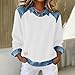 Juebong Trendy Long Sleeve Shirts for Women Denim Collar Patchwork Stitching Sweatshirt Casual Christmas Pullover Womens Tops Dressy Fashion 2025 Clothing with Jean Accents Sweatshirts Solid Color