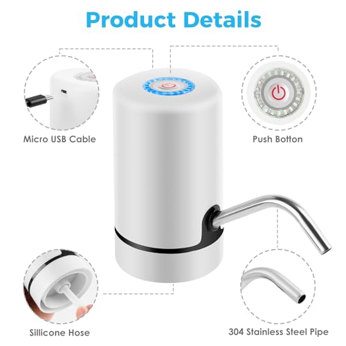 Image of Water Table Pump, Cordless & Rechargeable Water Pump for Kids, Water Table Pump for Step 2 Fun Summer Outdoor Water Toys Accessories for Toddlers Kids (White)