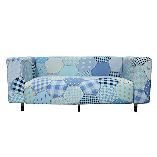 Image of House of Quirk Polyester Blend Universal Big Elasticity Double Seater Flexible Stretch Couch /Sofa Cover Slipcover - Mandala Print (Blue)