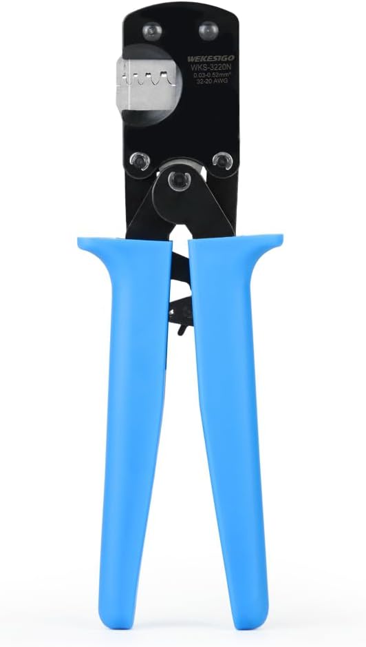 Micro Connector Pin Crimping Tool 0.03-0.52mm² /32-20AWG Ratcheting Crimper for Molex,JST,JAE open barrel terminals(WKS-3220N)