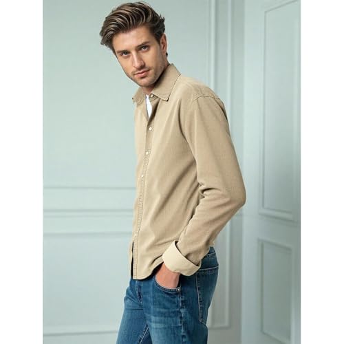 Mokaloha Corduroy Long Sleeve Shirts, Pacificozy Men's Stylish Urban Casual Daily Long-Sleeved Shirt Classic4