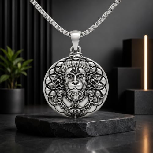Image of Hanuman Locket for Men & Women | Spiritual Religious Pendant with Chain | Bajrangbali Hanuman Ji Kavach for Protection, Strength, Positive Energy & Devotional Wear Unisex