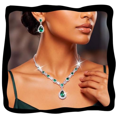 Fashband Juego de collar de novia con colgante de plata, juego de joyas de boda para novia, collares de graduación, accesorios para mujer, Einheitsgröße, Perla sintética, No es una piedra preciosa