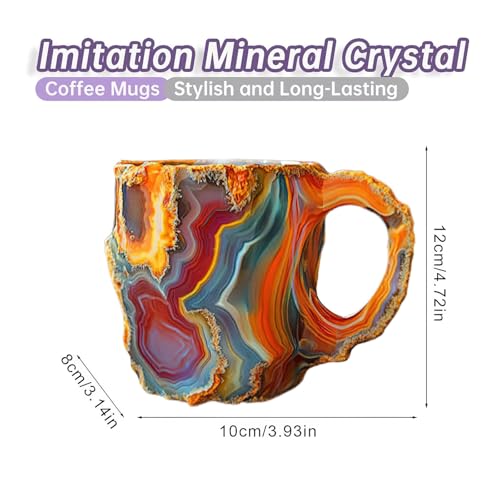 Taza de café de resina diseño cristal mineral rojo volcánico miniatura 6