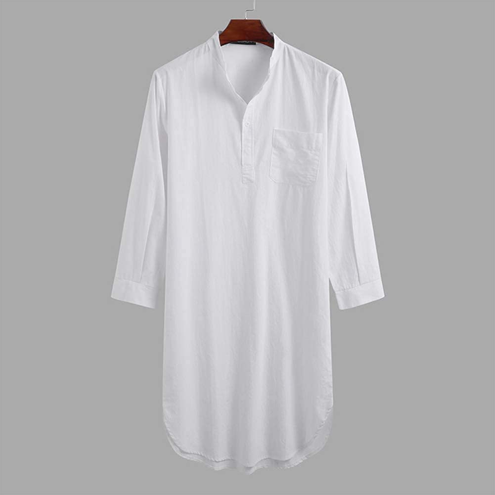 Robe tunique décontractée en coton et lin à manches 1-2 pour femmes