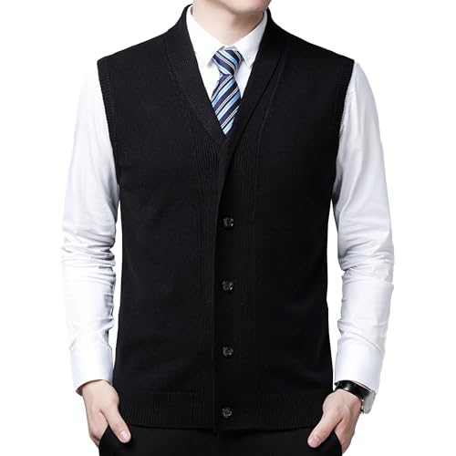Knitted Sweater Vest for Men Lightweight Casual Breathable Tank Top Fit Slim Button Sleeveless Cardigans
