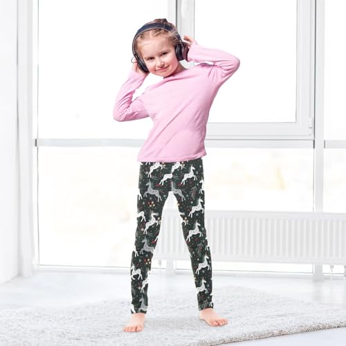 senya Girls Printed Leggings Yoga Pants Christmas Unicorn Pattern for Kids in 4t to 10 Years, 4T4