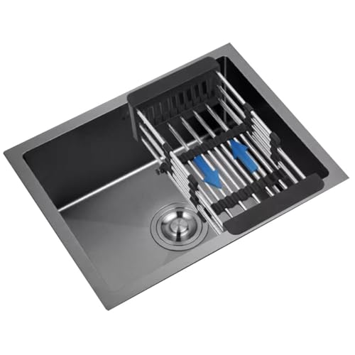 WIQUYBML Fregadero pequeño de Acero Inoxidable de un Solo Seno con Cesta de Drenaje, Ideal para Lavar Platos, Verduras y Frutas, o para Usar en Balcones o Bares. Fácil de Lavar a Mano (Colo